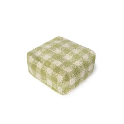 Lorena Canals Pouf Vichy In Matcha/natural