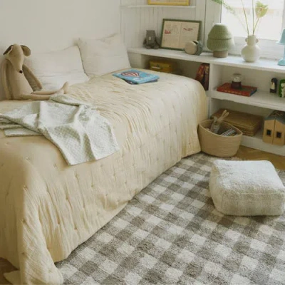 Lorena Canals Pouf Vichy In Ivory/natural