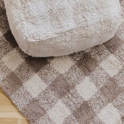 Lorena Canals Pouf Vichy In Ivory/natural