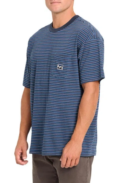 Billabong Baxter Oversize Stripe Pocket T-shirt In Blue