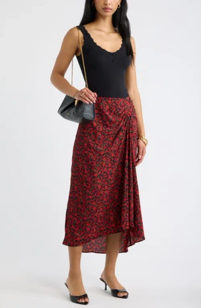 Open Edit Ruched Side Midi Skirt In Multi
