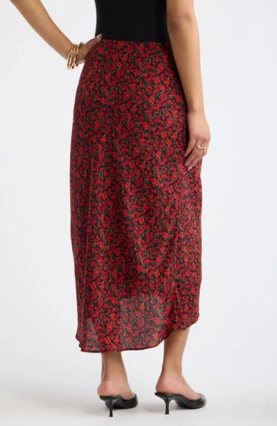Open Edit Ruched Side Midi Skirt In Multi