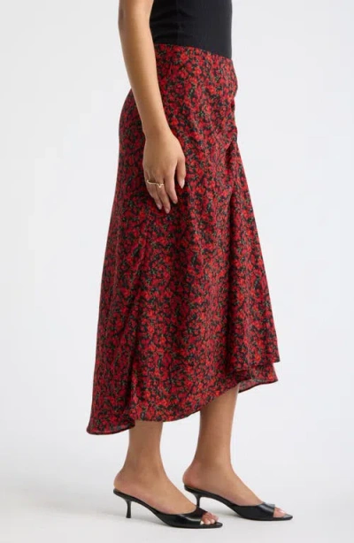 Open Edit Ruched Side Midi Skirt In Multi