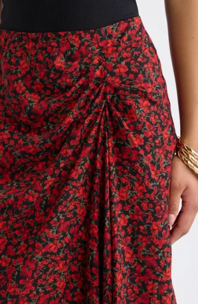 Open Edit Ruched Side Midi Skirt In Multi