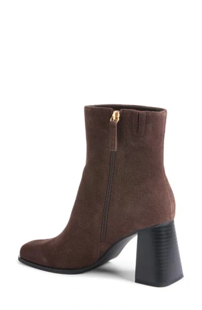 Open Edit Liora Leather Bootie In Brown Chocolate