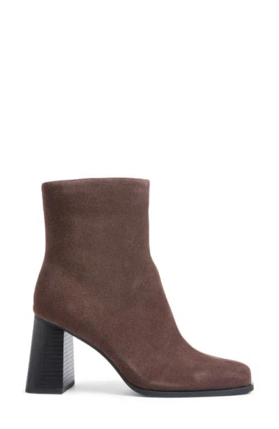 Open Edit Liora Leather Bootie In Brown Chocolate