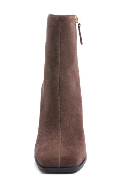 Open Edit Liora Leather Bootie In Brown Chocolate