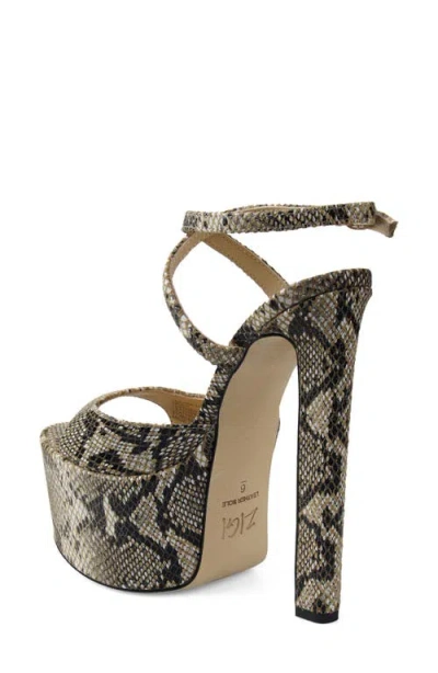 Zigi Ankle Strap Platform Sandal In Bone Snake Embossed Leather