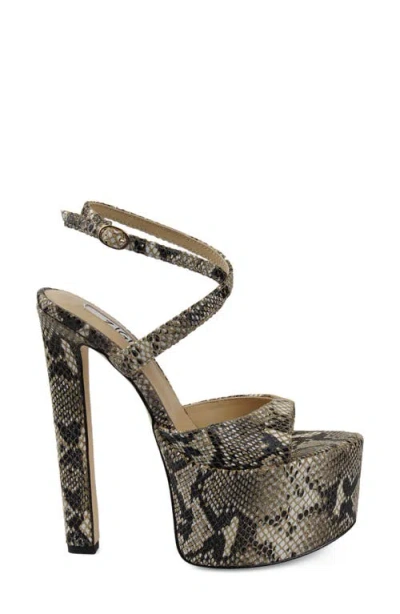 Zigi Ankle Strap Platform Sandal In Bone Snake Embossed Leather