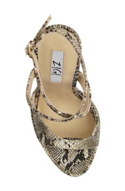 Zigi Ankle Strap Platform Sandal In Bone Snake Embossed Leather