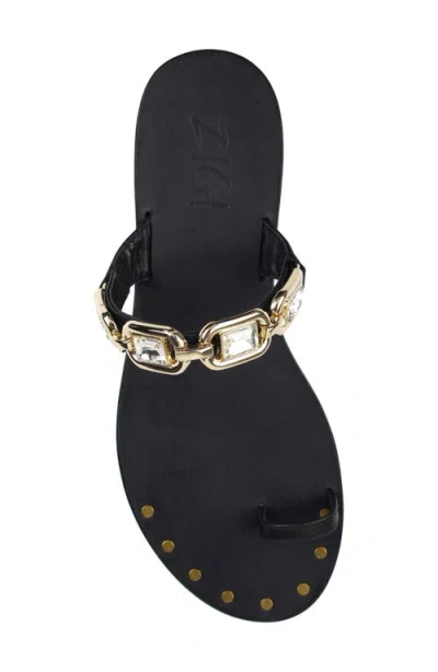 Zigi Toe Loop Sandal In Black