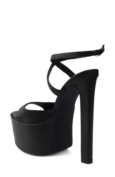 Zigi Ankle Strap Platform Sandal In Black Leather