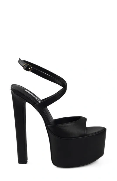 Zigi Ankle Strap Platform Sandal In Black Leather