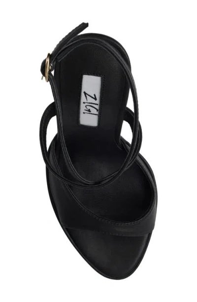Zigi Ankle Strap Platform Sandal In Black Leather