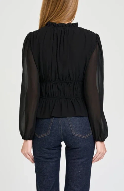 Wayf Jess Drawstring Stretch Cotton Poplin Top In Black