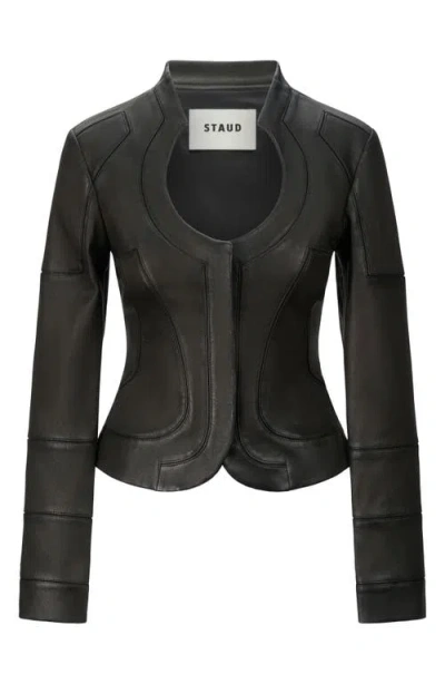 Staud Blair Leather Jacket In Black
