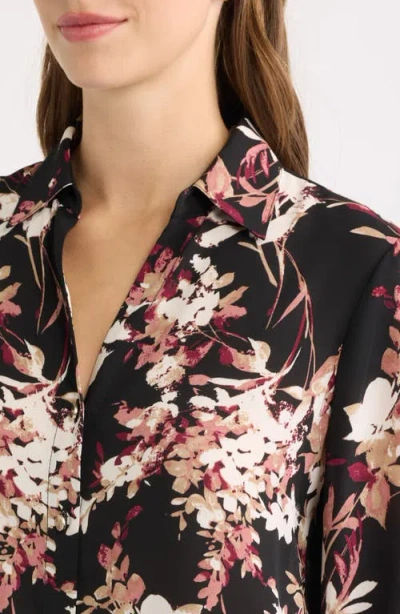 Ak Anne Klein Roll Tab Woven Top In Multi