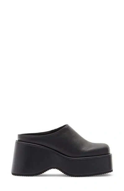 Jeffrey Campbell Waveform Leather Platform Wedge Mule In Black