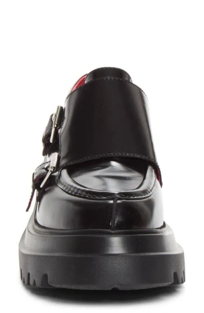 Plan C Monk Strap Buckle Platform Loafer In Black