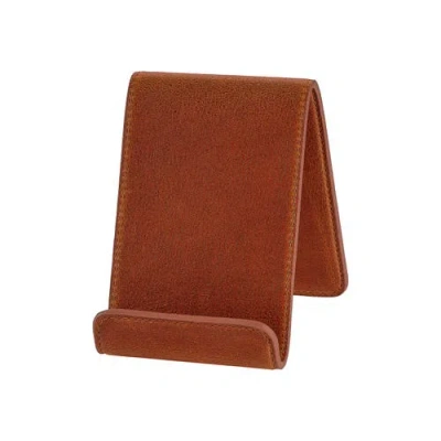 Graphic Image Leather Phone Tablet Holder In Cognac