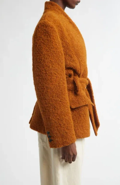 Isabel Marant Syndra Boucle Belted Oversized Wrap Jacket In Brown