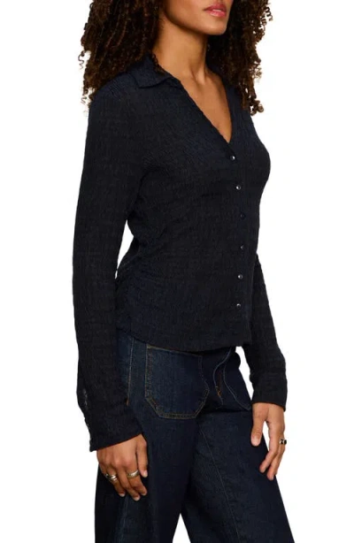 Sanctuary Juno Textured Button-up Top In Blue
