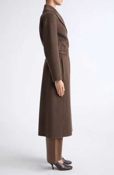 Max Mara Smmpace Long Wool Blend Belted Coat In Brown