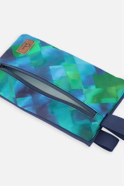 Deux Par Deux Diamond Durable Practical Compact Pencil Case In Blue Diamond Print
