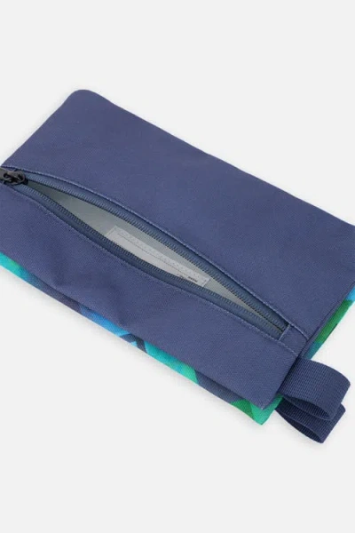 Deux Par Deux Diamond Durable Practical Compact Pencil Case In Blue Diamond Print