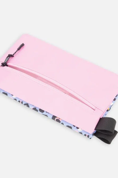 Deux Par Deux Leopard Charming Functional Compact Pencil Case In Blue Leopard Print