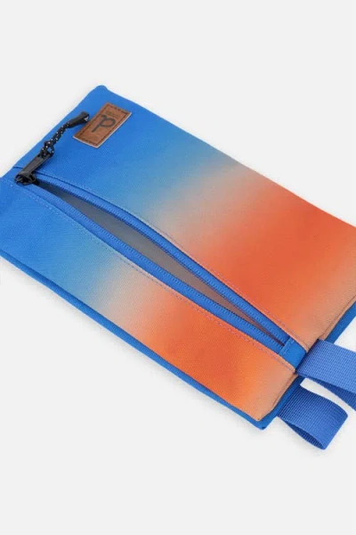 Deux Par Deux Gradient Practical Double-compartment Pencil Case In Blue And Orange Gradient