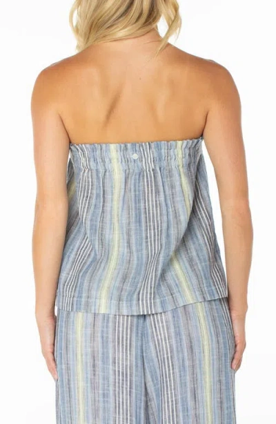 Roxy Offshore Stripe Strapless Cotton Top In Blue