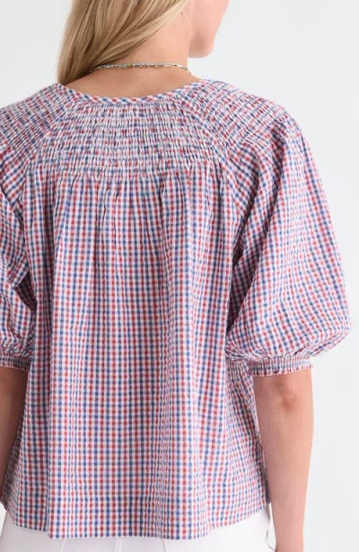 Vineyard Vines Devin Check Puff Sleeve Top In Multi