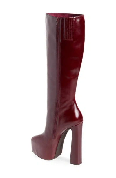 Jeffrey Campbell Unleashed Platform Knee High Boot In Wine