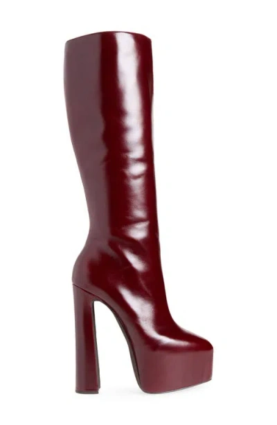 Jeffrey Campbell Unleashed Platform Knee High Boot In Wine