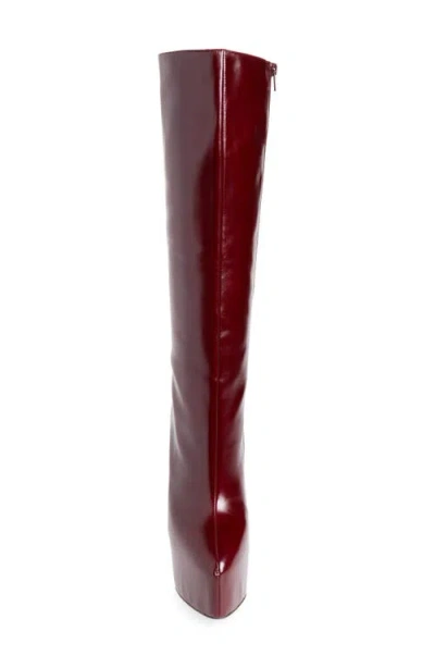 Jeffrey Campbell Unleashed Platform Knee High Boot In Wine