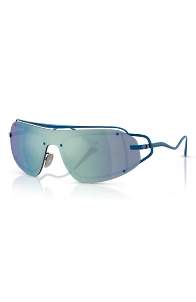 Scuderia Ferrari 32mm Small Mirrored Rectangular Sunglasses In Blue/mirror Blue
