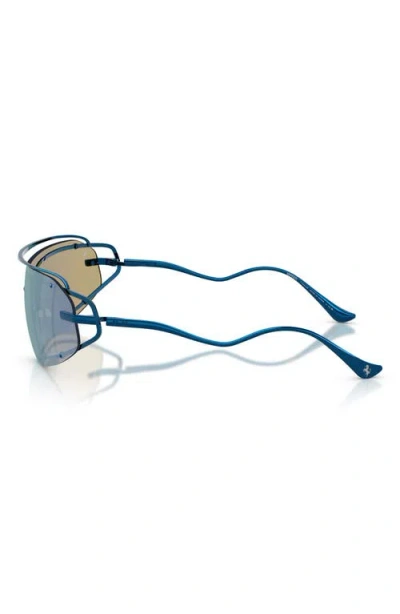Scuderia Ferrari 32mm Small Mirrored Rectangular Sunglasses In Blue/mirror Blue