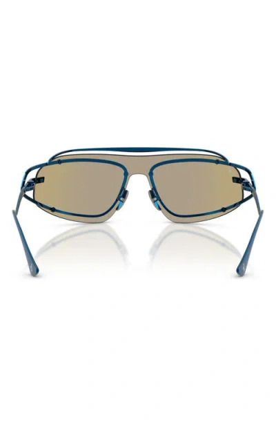 Scuderia Ferrari 32mm Small Mirrored Rectangular Sunglasses In Blue/mirror Blue