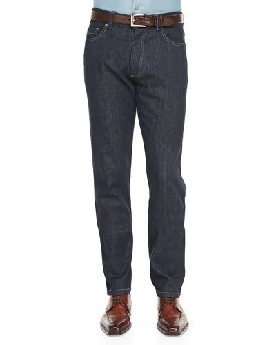 Ermenegildo Zegna Five-pocket Jeans, Indigo In White