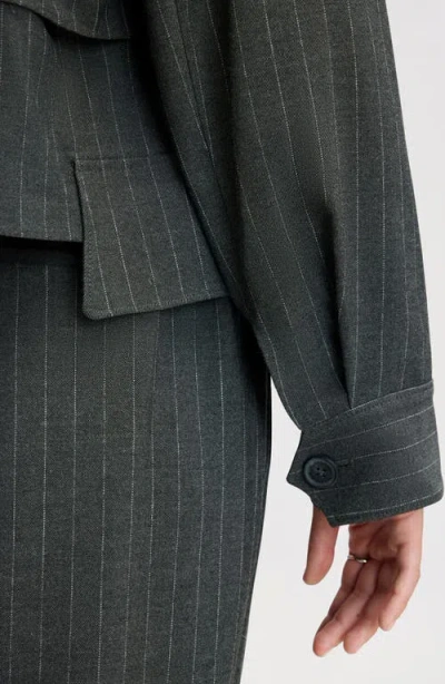 Sam Edelman Pinstriped Draped Jacket In Grey Pinstripe