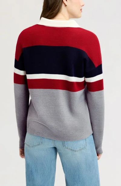 Sam Edelman Oversized Polo Sweater In Cranberry