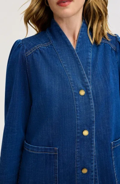 Sam Edelman Puff Shoulder Denim Jacket In Blue