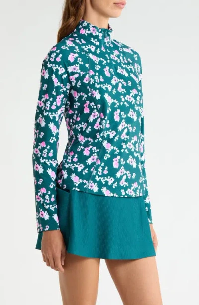 G/fore Blossom Silky Tech Nylon Quarter Zip Pullover In Blue