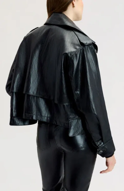 Sam Edelman Draped Faux Leather Jacket In True Black
