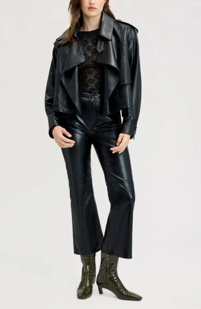 Sam Edelman Draped Faux Leather Jacket In True Black