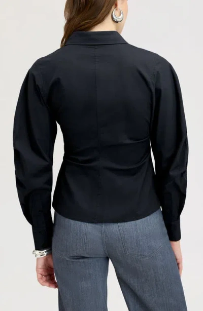Sam Edelman Asymmetrical Button Down Shirt In True Black