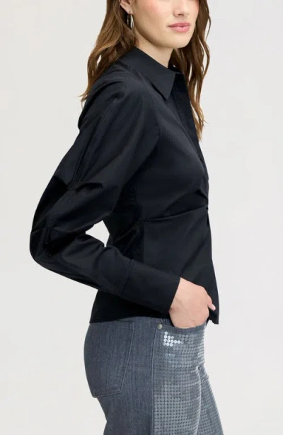 Sam Edelman Asymmetrical Button Down Shirt In True Black
