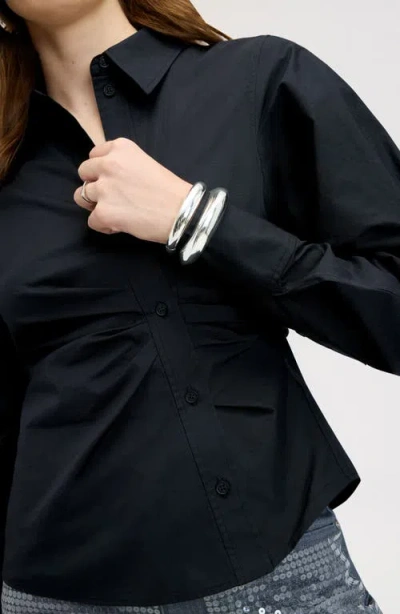 Sam Edelman Asymmetrical Button Down Shirt In True Black