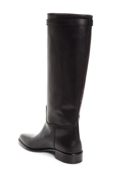 Prada Knee High Leather Boot In Nero